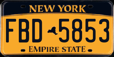 NY license plate FBD5853