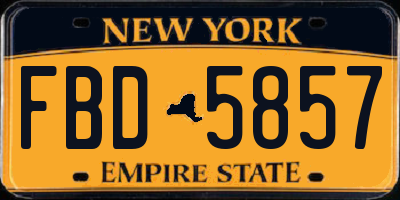 NY license plate FBD5857