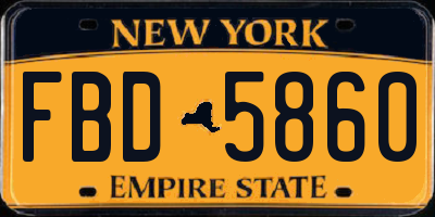 NY license plate FBD5860