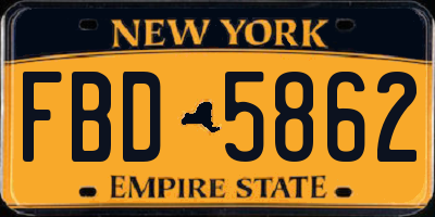 NY license plate FBD5862