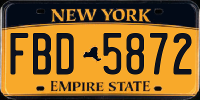 NY license plate FBD5872