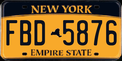 NY license plate FBD5876