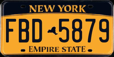 NY license plate FBD5879