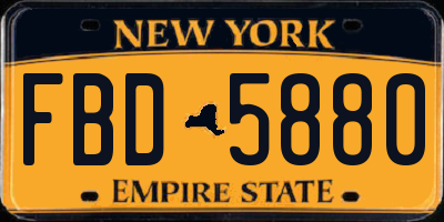NY license plate FBD5880