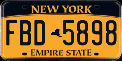 NY license plate FBD5898
