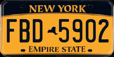 NY license plate FBD5902