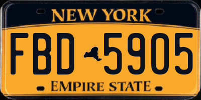 NY license plate FBD5905