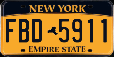 NY license plate FBD5911