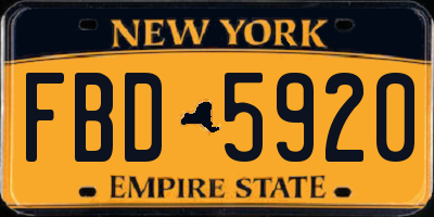 NY license plate FBD5920
