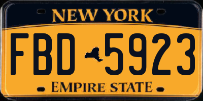 NY license plate FBD5923