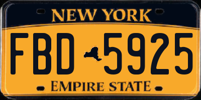 NY license plate FBD5925