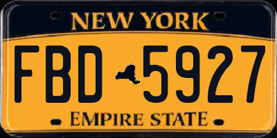 NY license plate FBD5927