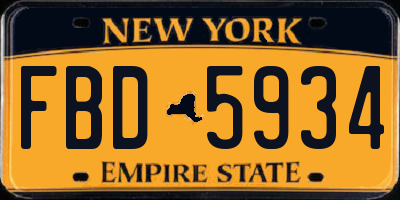 NY license plate FBD5934