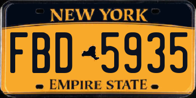 NY license plate FBD5935