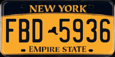 NY license plate FBD5936