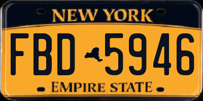 NY license plate FBD5946