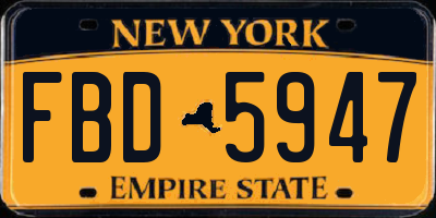 NY license plate FBD5947