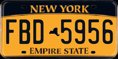 NY license plate FBD5956