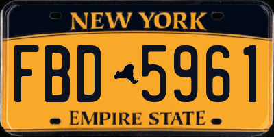 NY license plate FBD5961
