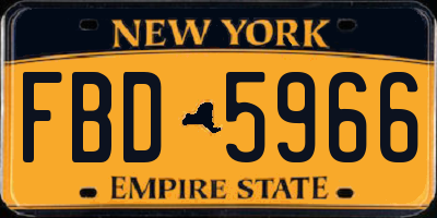 NY license plate FBD5966
