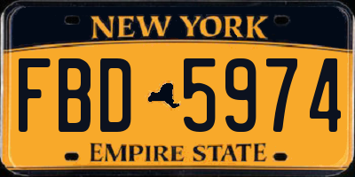 NY license plate FBD5974