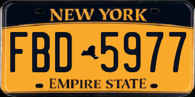 NY license plate FBD5977