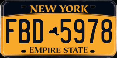 NY license plate FBD5978