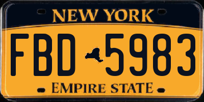 NY license plate FBD5983