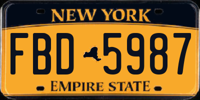 NY license plate FBD5987
