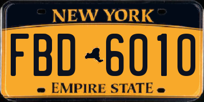 NY license plate FBD6010