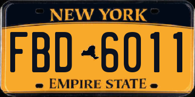 NY license plate FBD6011