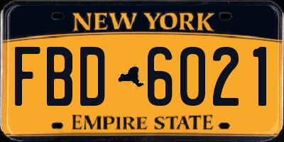 NY license plate FBD6021