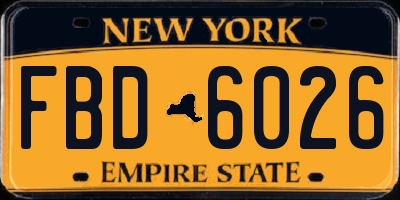 NY license plate FBD6026