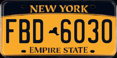 NY license plate FBD6030