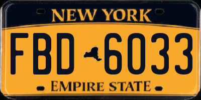 NY license plate FBD6033