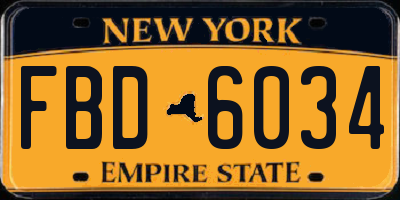 NY license plate FBD6034