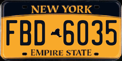 NY license plate FBD6035