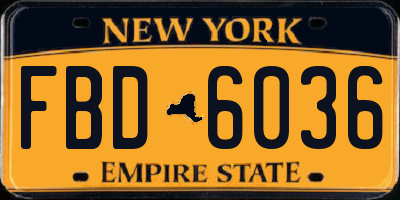 NY license plate FBD6036