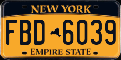 NY license plate FBD6039