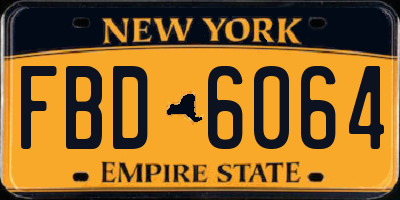 NY license plate FBD6064