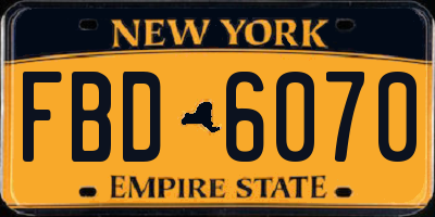 NY license plate FBD6070