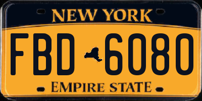 NY license plate FBD6080