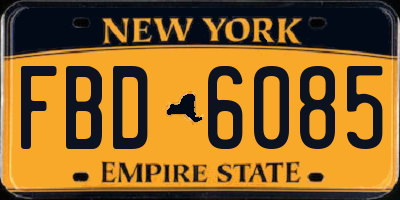 NY license plate FBD6085