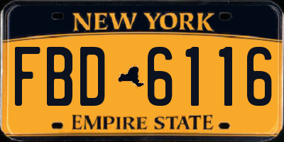 NY license plate FBD6116