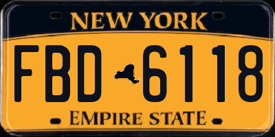NY license plate FBD6118