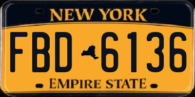 NY license plate FBD6136