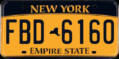 NY license plate FBD6160
