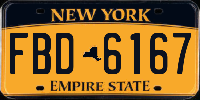 NY license plate FBD6167