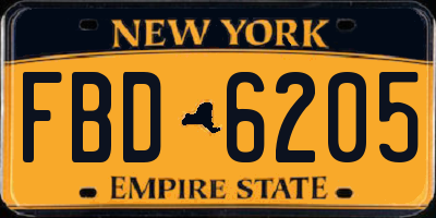 NY license plate FBD6205