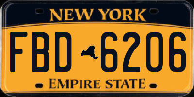 NY license plate FBD6206